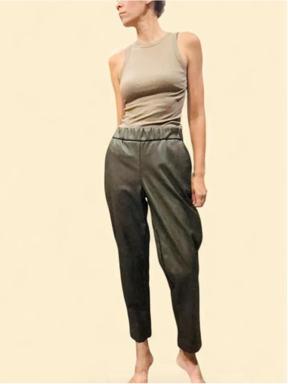 A New Day Women’s XS Green Faux Leather Tapered Jogger Pants Elastic Waist